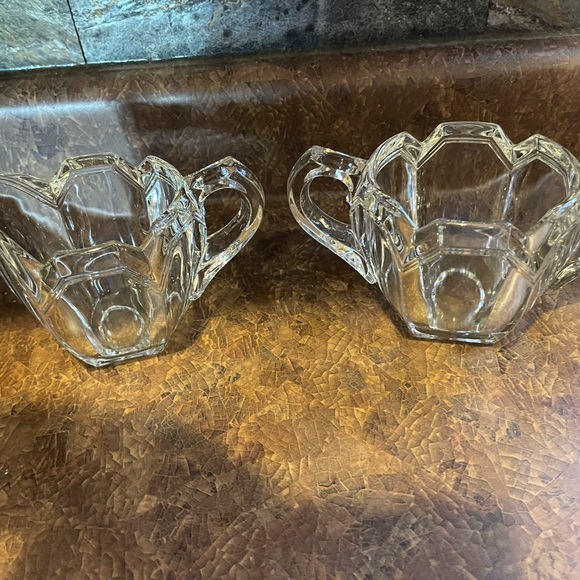 MCM Vintage creamer and sugar set glass vintage mid century style - Picture 6 of 7